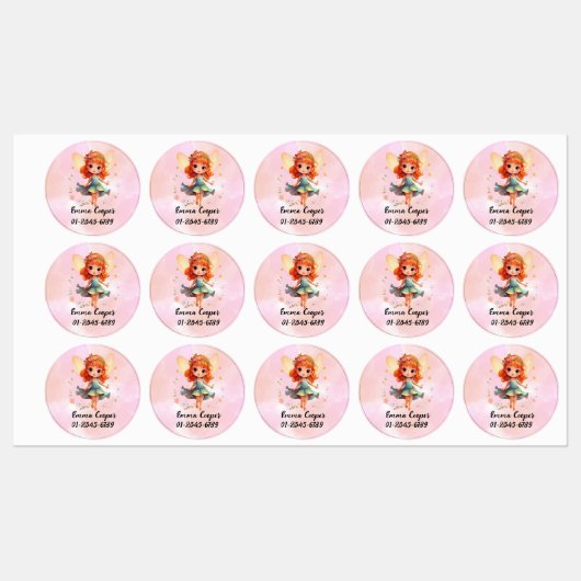 可愛パーソナライズされたい美人、名前、電話番号 ラベル (シート)