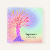 可愛パーソナライズされたい虹のスパークルススケッチブック ノートブック (正面)