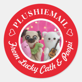 可愛パーソナライズされたい赤いスタイリッシュフォトメール ラウンドシール