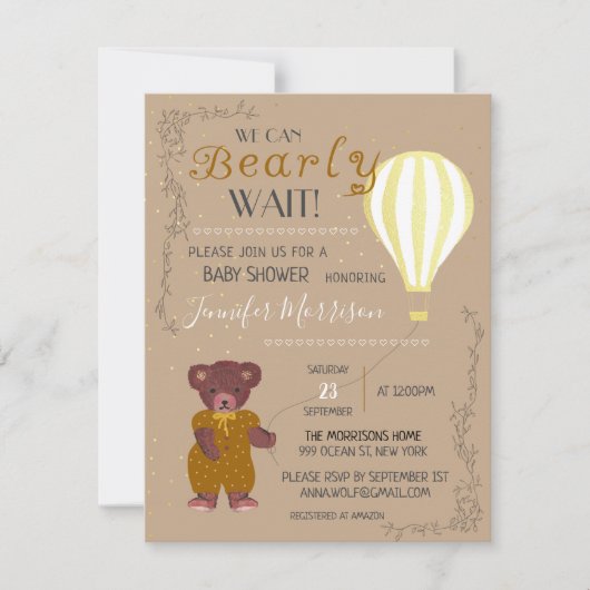 可愛パーソナライズされたい赤ちゃんシャワーを待てる (正面)