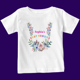 可愛パーソナライズされたい赤ちゃんシャワー花柄 ベビーTシャツ