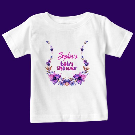 可愛パーソナライズされたい赤ちゃんシャワー花柄 ベビーTシャツ