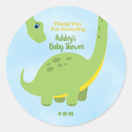 可愛パーソナライズされたい赤ちゃんシャワーDinoありがとう ラウンドシール