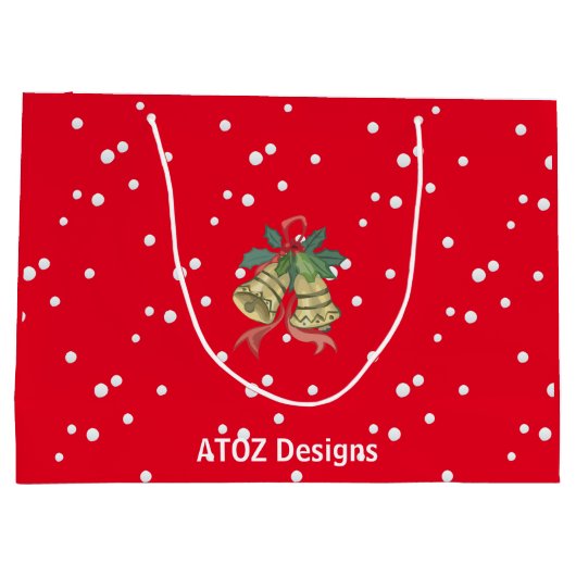 可愛パーソナライズされたい赤メリークリスマスジングルベル ラージペーパーバッグ (裏面)