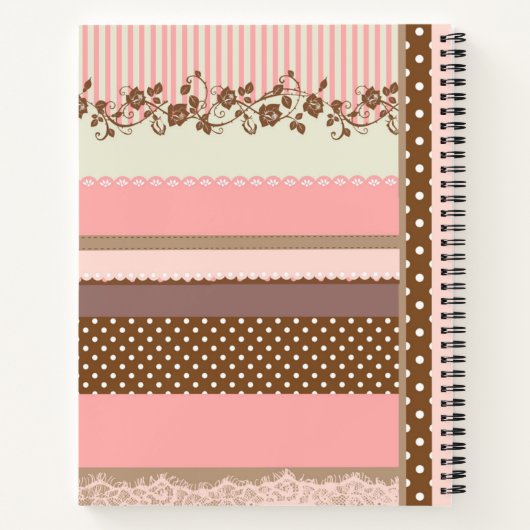 可愛パーソナライズされたい赤面ピンク水玉模様レシピ ノートブック (裏面)