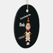 可愛パーソナライズされたい農園動物1stクリスマス セラミックオーナメント (右)