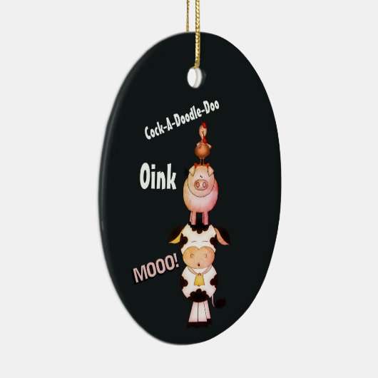可愛パーソナライズされたい農園動物1stクリスマス セラミックオーナメント (右)