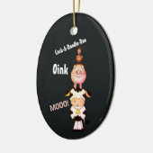 可愛パーソナライズされたい農園動物1stクリスマス セラミックオーナメント (左)