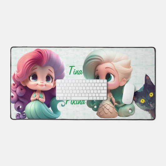 可愛パーソナライズされたい遊小さな女の子用マット デスクマット (キーボード&マウス)