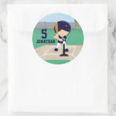 可愛パーソナライズされたい野球選手 ラウンドシール (バッグ)