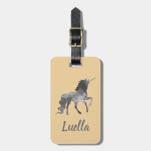 可愛パーソナライズされたい金ゴールドキッズユニコーン荷物タグ ラゲッジタグ (正面縦)