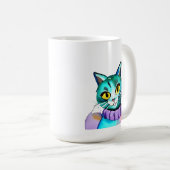 可愛パーソナライズされたい青い子ネコ コーヒーマグカップ (正面右)