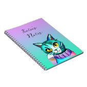 可愛パーソナライズされたい青い子ネコ ノートブック (右側)