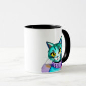 可愛パーソナライズされたい青い子ネコ マグカップ (正面右)