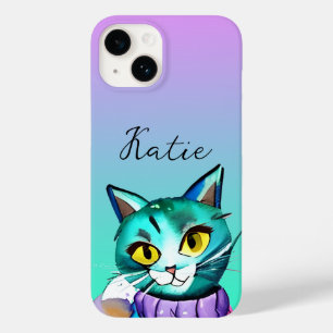 可愛パーソナライズされたい青い子ネコ Case-Mate iPhone 14ケース