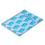 可愛パーソナライズされたい青い恐竜 ノートブック (左側)