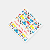 可愛パーソナライズされたい飛行機、電車、車の誕生日 スタンダードカクテルナプキン (角)