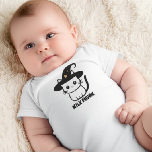 可愛パーソナライズされたい魔女猫おかしいハロウィーン ベビーボディスーツ