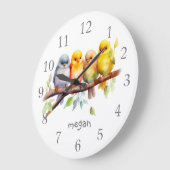 可愛パーソナライズされたい鳥 ラージ壁時計 (傾斜)