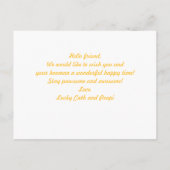 可愛パーソナライズされたい黄色のハートスタイリッシュ写真 ポストカード (裏面)