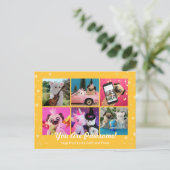 可愛パーソナライズされたい黄色のハートスタイリッシュ写真 ポストカード (スタンド正面)