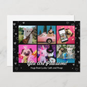 可愛パーソナライズされたい黒いハート写真モダン ポストカード (正面/裏面)