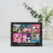 可愛パーソナライズされたい黒いハート写真モダン ポストカード (スタンド正面)