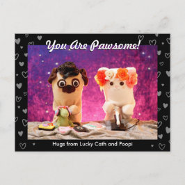 可愛パーソナライズされたい黒いハート写真モダン ポストカード