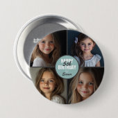 可愛パーソナライズされたい4枚の写真誕生日Any Age 缶バッジ (正面&裏面)