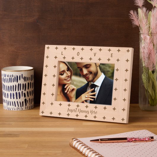 可愛パーソナライズされたい4点星型 レーザー彫刻フレーム