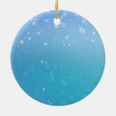 可愛パーソナライズされたい5ペンギンの雪景色 セラミックオーナメント (裏面)