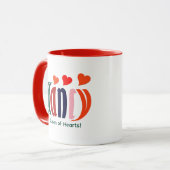 可愛パーソナライズされたい「カラフルナンシー」の名前とハート マグカップ (正面左)
