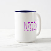 可愛パーソナライズされたい「ナンシー」の名前とハートピンク ツートーンマグカップ (正面右)