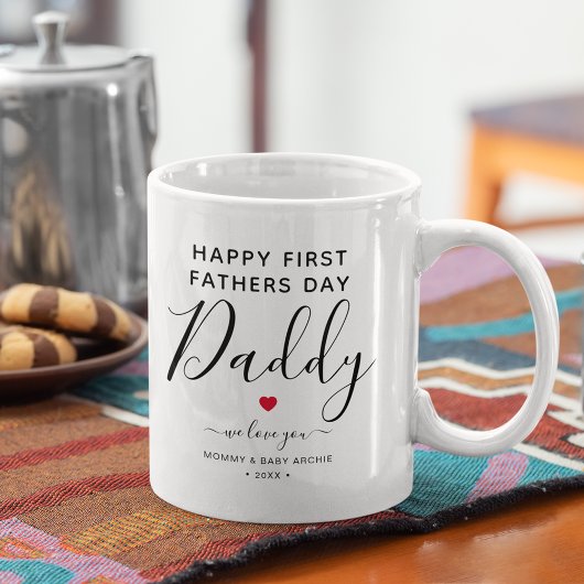 可愛パーソナライズされたい「ファースト・ファーザー・デイ」パパ コーヒーマグカップ