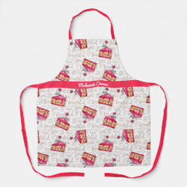 可愛パーソナライズされたい&甘いケーキ大好き引用文 エプロン