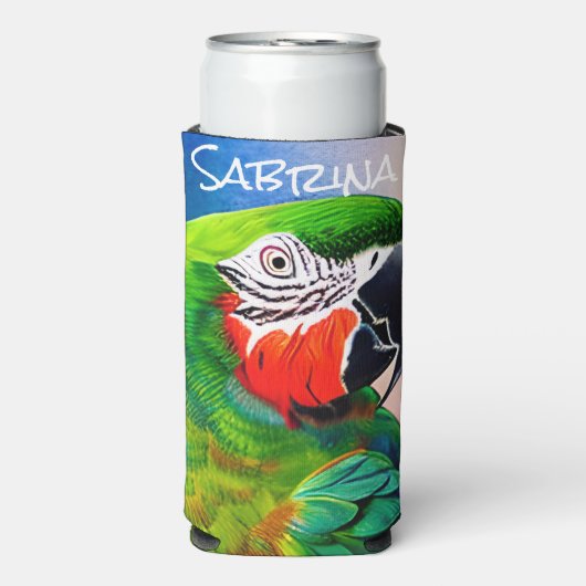 可愛パーソナライズされたいAIで生み出されたオウム スリム缶クーラー (Seltzer正面)