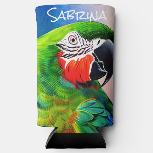 可愛パーソナライズされたいAIで生み出されたオウム スリム缶クーラー (正面)