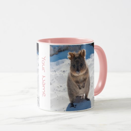 可愛パーソナライズされたくて幸せなビーチ マグカップ (正面右)