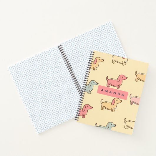 可愛パーソナライズされたらしいダシュント犬の柄 ノートブック (内部)