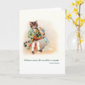 可愛ビクトリアンいホーフランスのン猫ヴィンテージ カード (黄色い花)