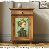 可愛ビクトリアンい女の子&つる植物&鳥BD9デコページ 薄葉紙