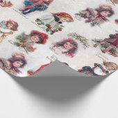 可愛ビクトリアンい子ども/クリスマス挨拶 ラッピングペーパー (角)