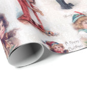 可愛ビクトリアンい子ども/クリスマス挨拶 ラッピングペーパー (ロールコーナー)