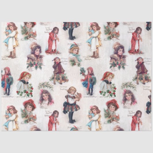 可愛ビクトリアンい子ども/クリスマス挨拶 薄葉紙 (正面)