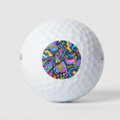 可愛ファンキーいはっきりしたカラフルお洒落おもしろい ゴルフボール (正面)