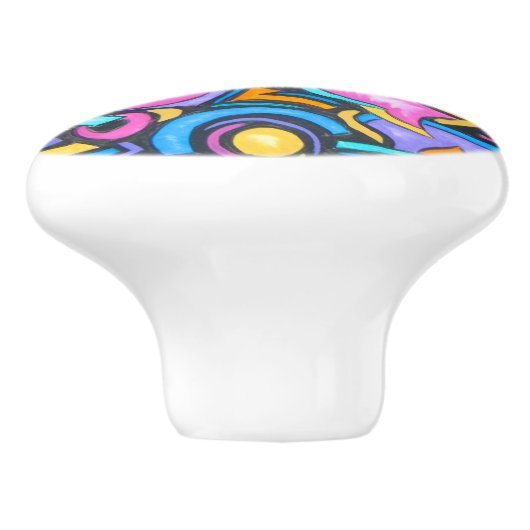 可愛ファンキーいはっきりしたカラフルお洒落おもしろい セラミックノブ (側面)