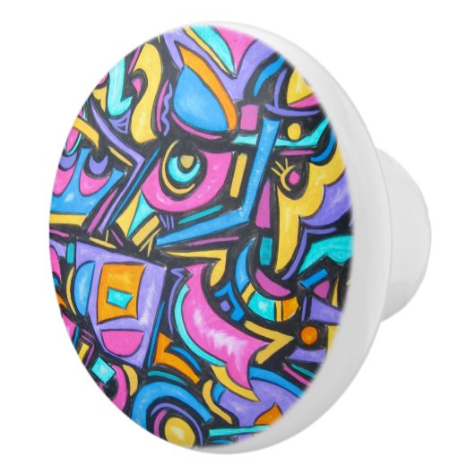 可愛ファンキーいはっきりしたカラフルお洒落おもしろい セラミックノブ (右)