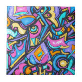 可愛ファンキーいはっきりしたカラフルお洒落おもしろい タイル (正面)