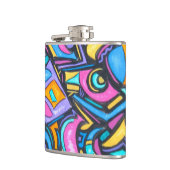 可愛ファンキーいはっきりしたカラフルお洒落おもしろい フラスク (左)