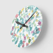 可愛ファンキーいカラフルハッピーサマー水玉模様 ラウンド壁時計 (傾斜)
